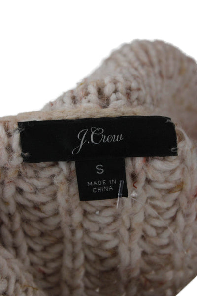 J Crew Unisex Pullover Sweater Beige Crew Neck Button Long Sleeve Size S