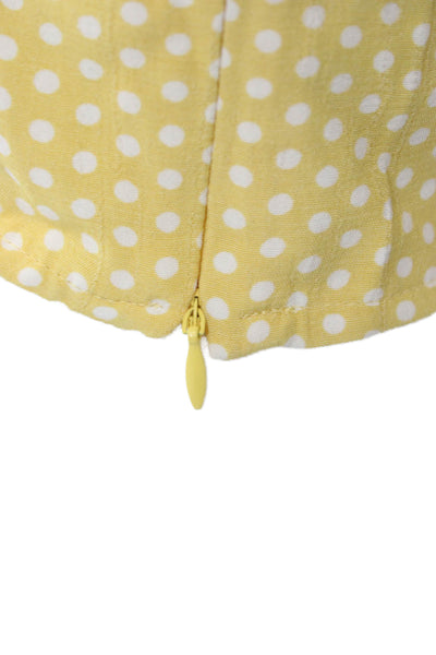 Zara Women Cropped Camisole Polka Dot Square Neck Silk Yellow Size S