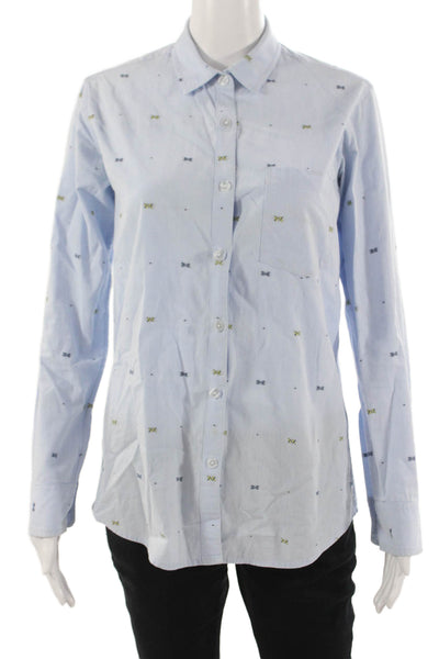 Steven Alan Women Light Blue Collared Long Sleeve Cotton Button-Up Basic Size S