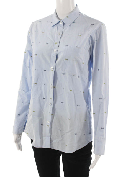 Steven Alan Women Light Blue Collared Long Sleeve Cotton Button-Up Basic Size S