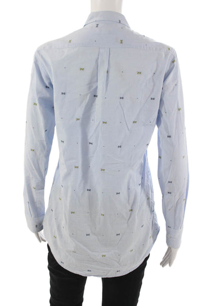 Steven Alan Women Light Blue Collared Long Sleeve Cotton Button-Up Basic Size S