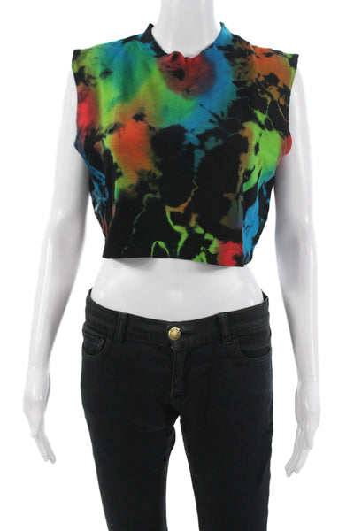 Cotton Citizen Women Cropped T-Shirt Black Sleeveless Crewneck Cotton Size XS