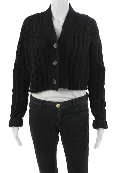The Andamane Unisex Black Cashmere Blend V Neck Button Cardigan Size S