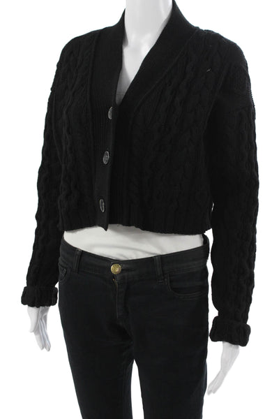 The Andamane Unisex Black Cashmere Blend V Neck Button Cardigan Size S