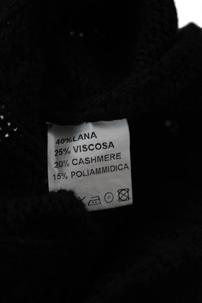 The Andamane Unisex Black Cashmere Blend V Neck Button Cardigan Size S