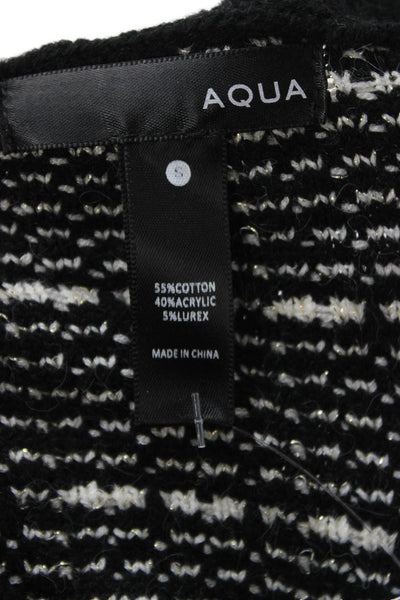 Aqua Unisex Black Check Cardigan Sweater Button Round Neck Long Sleeve Size S