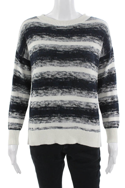 Fate. Unisex White Striped 90s Crewneck Pullover Sweater Size S