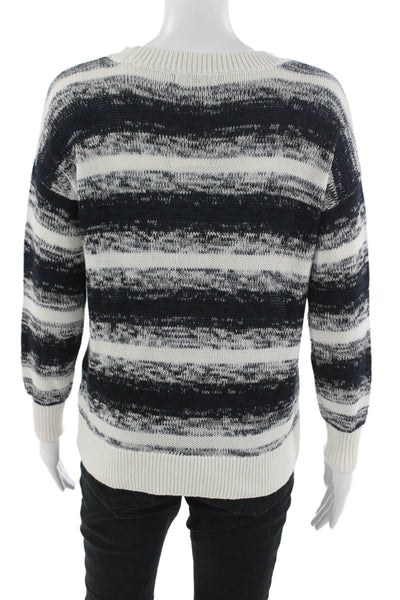 Fate. Unisex White Striped 90s Crewneck Pullover Sweater Size S
