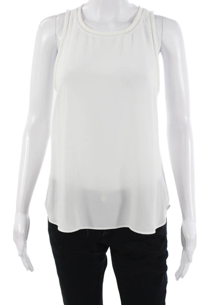 J Crew Womens Basic Sleeveless Tank Crew Neck Button White Polyester Size 4