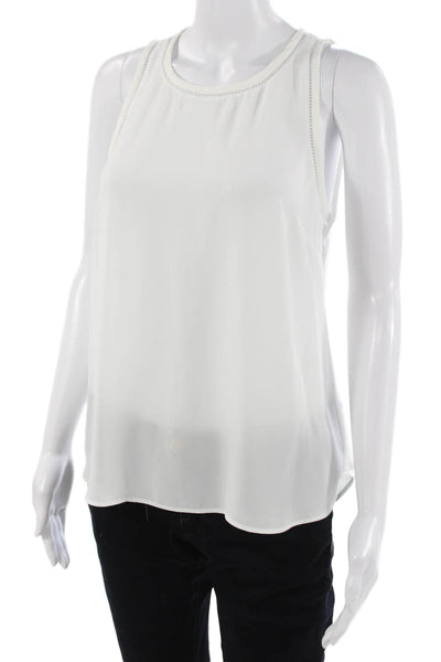 J Crew Womens Basic Sleeveless Tank Crew Neck Button White Polyester Size 4