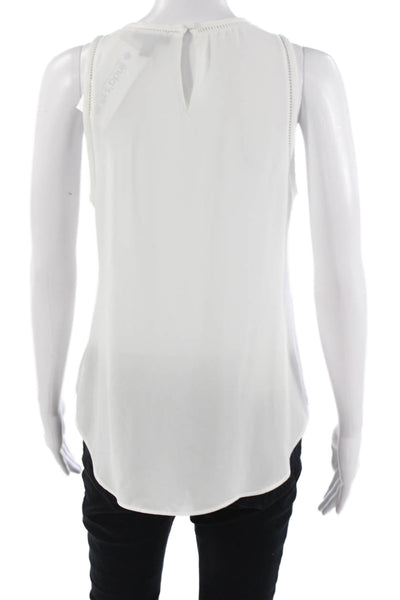 J Crew Womens Basic Sleeveless Tank Crew Neck Button White Polyester Size 4