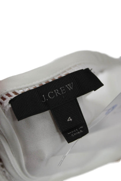 J Crew Womens Basic Sleeveless Tank Crew Neck Button White Polyester Size 4