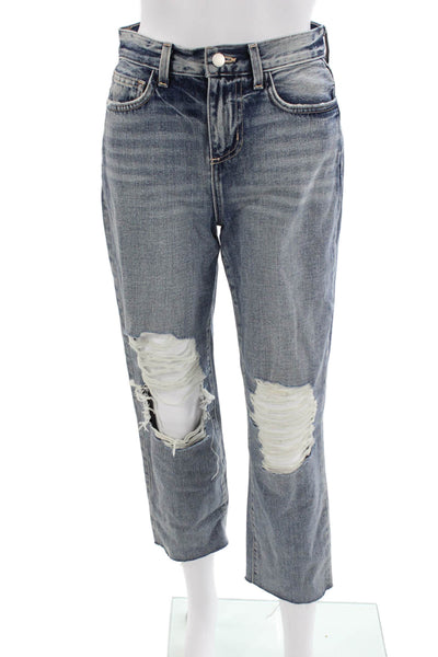 L'Agence Womens Cropped Boyfriend Jeans High Rise Blue Size 24
