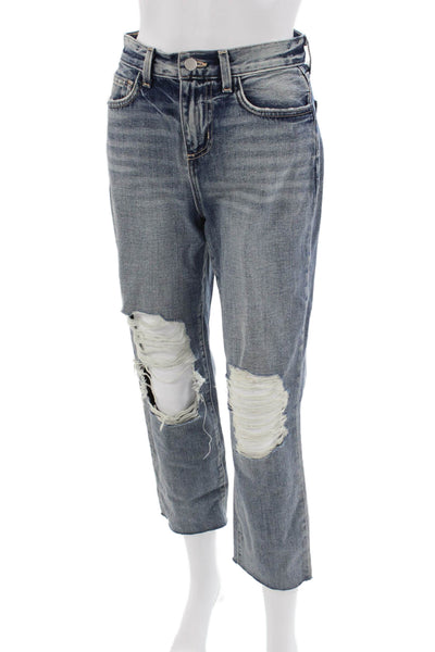L'Agence Womens Cropped Boyfriend Jeans High Rise Blue Size 24