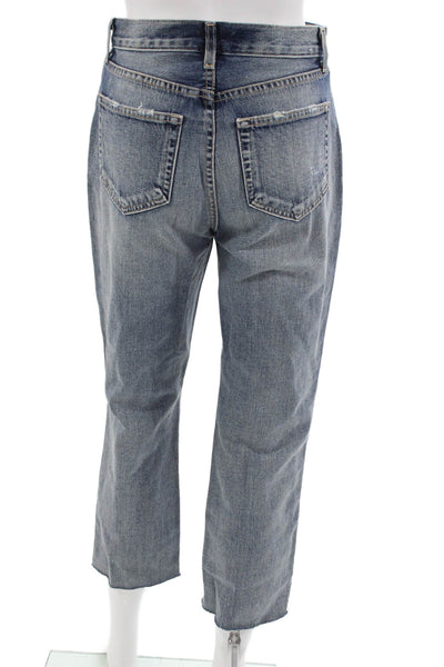 L'Agence Womens Cropped Boyfriend Jeans High Rise Blue Size 24