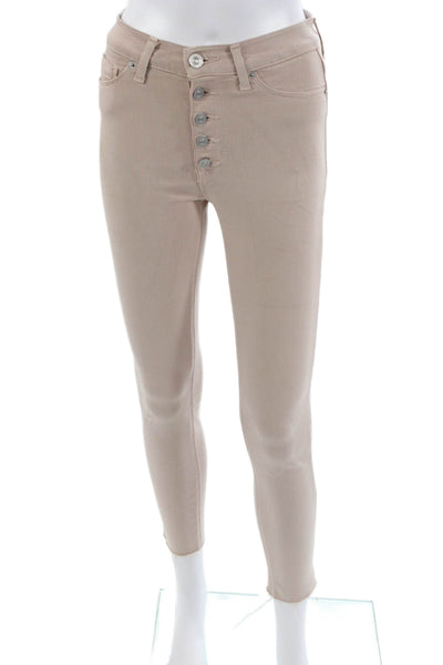 Hudson Womens Ankle Cropped Mid Rise Beige Pants Size 26
