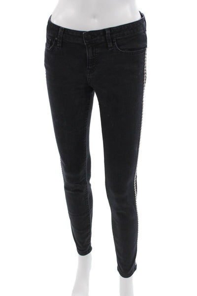 Velvet Women Skinny Jeans Black Mid Rise Button Designer Size 26