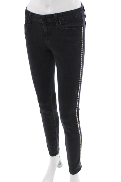 Velvet Women Skinny Jeans Black Mid Rise Button Designer Size 26