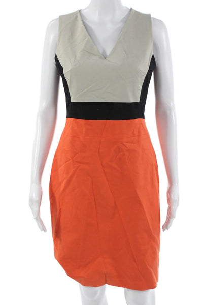 Kenneth Cole New York Women Beige Sheath Dress V-Neck Knee Length Size 4