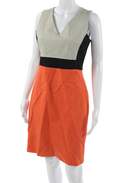 Kenneth Cole New York Women Beige Sheath Dress V-Neck Knee Length Size 4