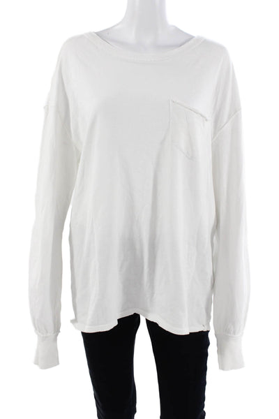 We The Free Womens Basic White Long Sleeve Crewneck Cotton Tee Size XS