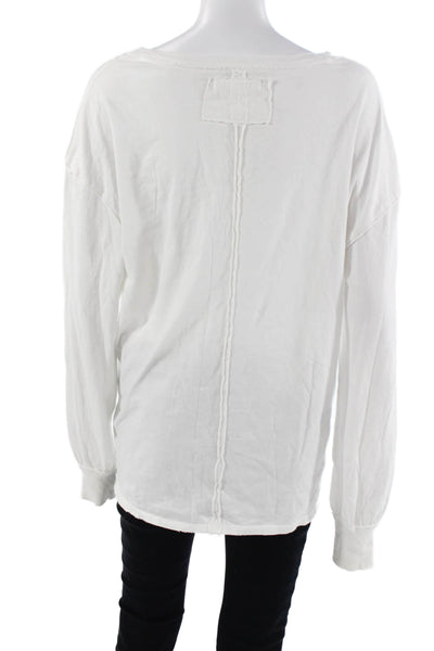 We The Free Womens Basic White Long Sleeve Crewneck Cotton Tee Size XS