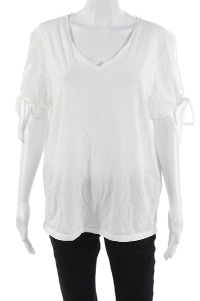 Allsaints Womens Basic V-Neck White 100% Cotton Short Sleeve T-Shirt Size M