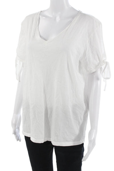 Allsaints Womens Basic V-Neck White 100% Cotton Short Sleeve T-Shirt Size M