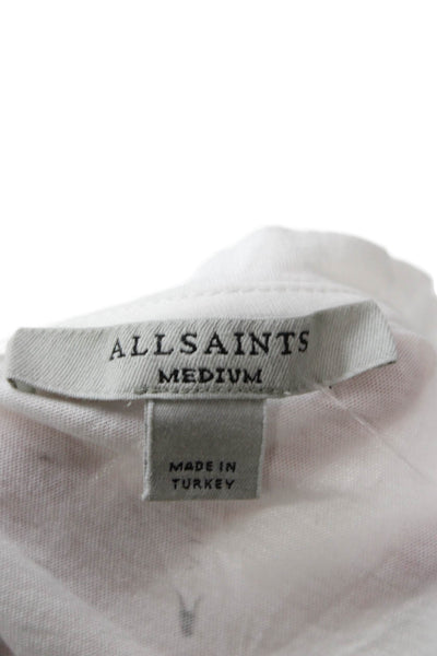 Allsaints Womens Basic V-Neck White 100% Cotton Short Sleeve T-Shirt Size M