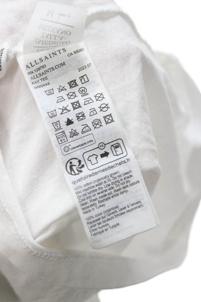 Allsaints Womens Basic V-Neck White 100% Cotton Short Sleeve T-Shirt Size M