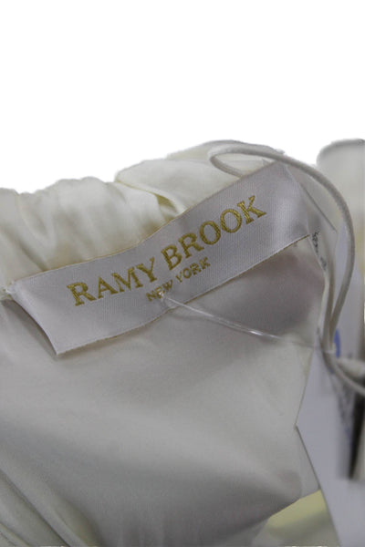 Ramy Brook Women Bohemian White Polyester Round Neck Long Sleeve Blouse Size S