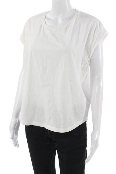 Heartloom Women Basic Sleeveless T-Shirt White Cotton Blend Round Neck Size M