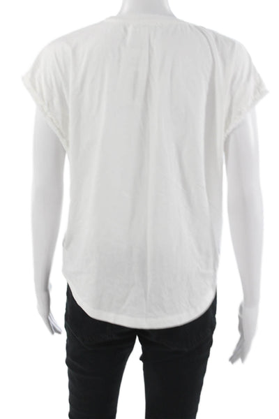 Heartloom Women Basic Sleeveless T-Shirt White Cotton Blend Round Neck Size M