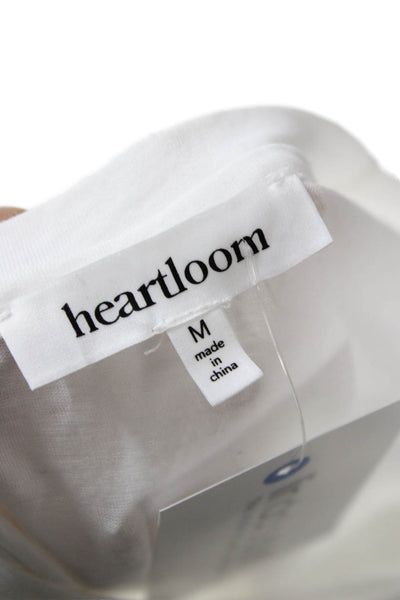 Heartloom Women Basic Sleeveless T-Shirt White Cotton Blend Round Neck Size M