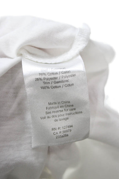 Heartloom Women Basic Sleeveless T-Shirt White Cotton Blend Round Neck Size M