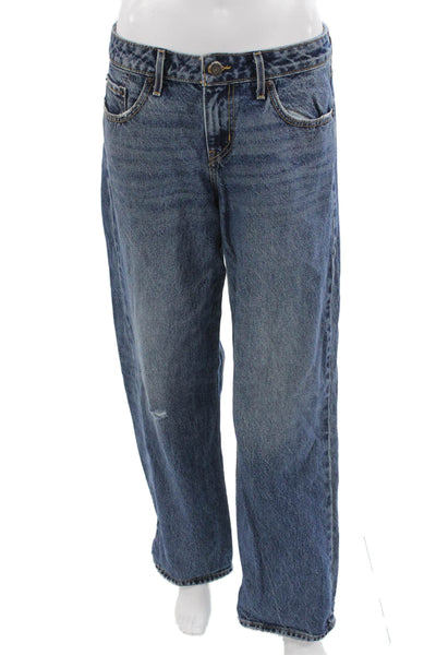 Levis Mens Wide Leg Jeans Dark Blue Button Fly 100% Cotton Size 28