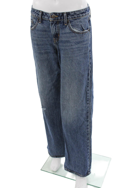 Levis Mens Wide Leg Jeans Dark Blue Button Fly 100% Cotton Size 28