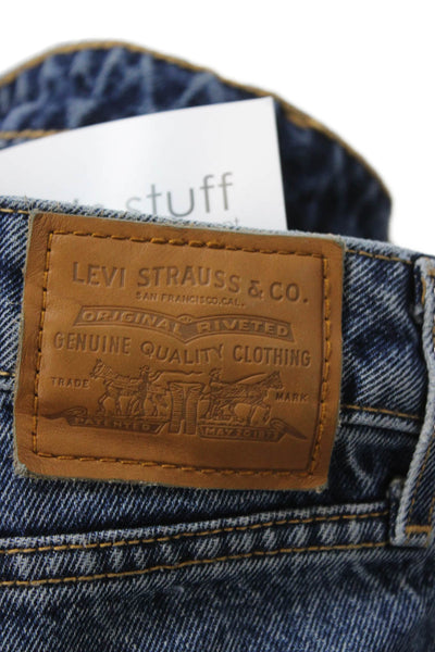 Levis Mens Wide Leg Jeans Dark Blue Button Fly 100% Cotton Size 28
