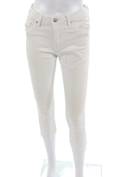 Just Black Womens Cropped Ankle Skinny Jeans White High Rise Size 24