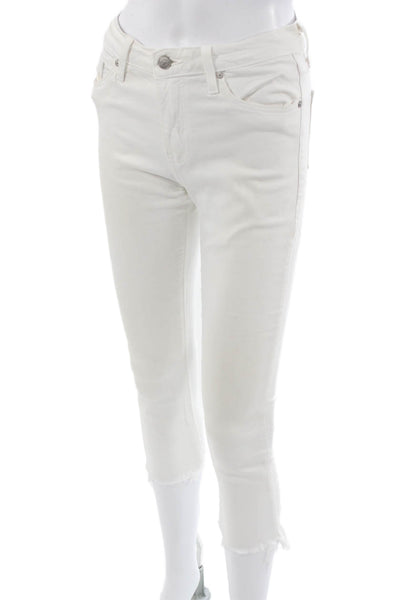 Just Black Womens Cropped Ankle Skinny Jeans White High Rise Size 24