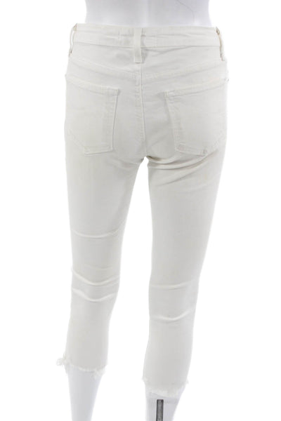 Just Black Womens Cropped Ankle Skinny Jeans White High Rise Size 24