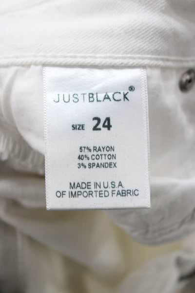 Just Black Womens Cropped Ankle Skinny Jeans White High Rise Size 24