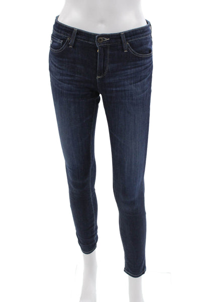 AG Adriano Goldschmied Womens Ankle Skinny Jeans Dark Blue Low Rise Size 25