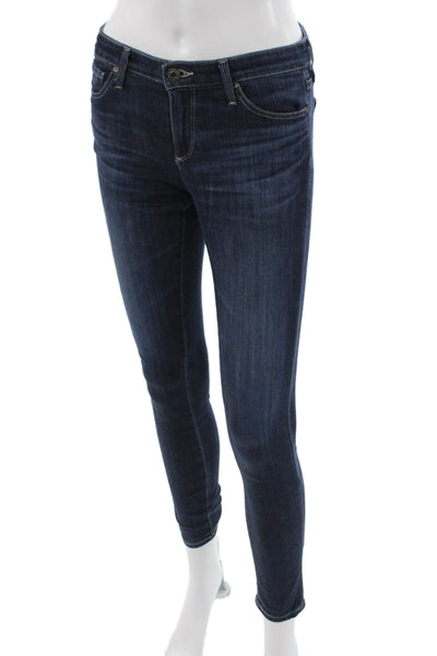 AG Adriano Goldschmied Womens Ankle Skinny Jeans Dark Blue Low Rise Size 25