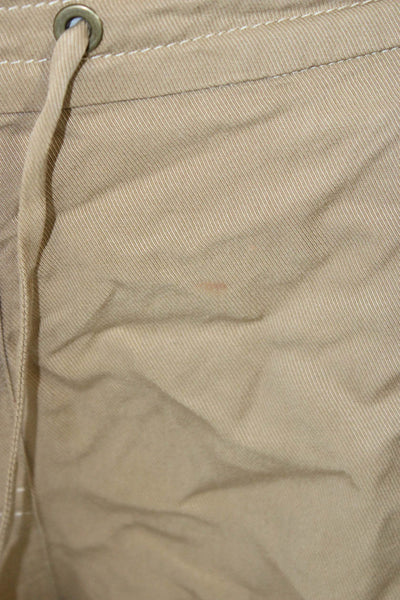 Out Of Office Unisex Cargo Cropped Pants Tan Drawstring Tencel Size S
