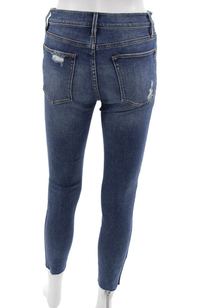Frame Womens Ankle Skinny Jeans Dark Blue Low Rise Button Fly Size 26