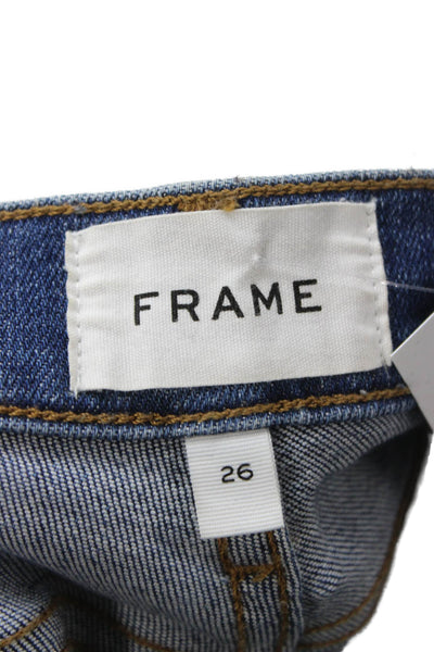 Frame Womens Ankle Skinny Jeans Dark Blue Low Rise Button Fly Size 26