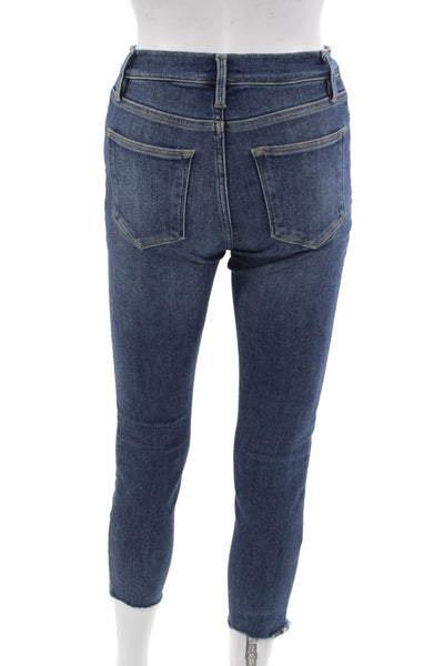 Frame Denim Womens Cropped Skinny Jeans Dark Blue Size 25