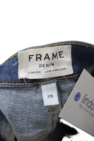 Frame Denim Womens Cropped Skinny Jeans Dark Blue Size 25