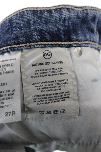 AG-ED Denim Womens Skinny Ankle Jeans Dark Blue Low Rise Button Size 27